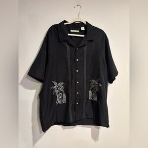 Batik Bay XL men’s tropical button down shirt. Retro bowling shirt style. Palms